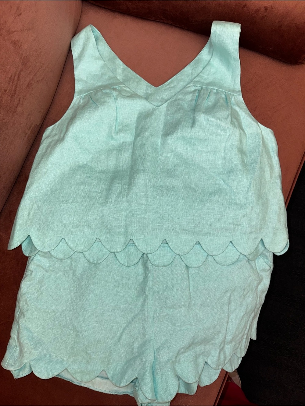 Scallop-Edge Two-Piece Dress Set - Mint